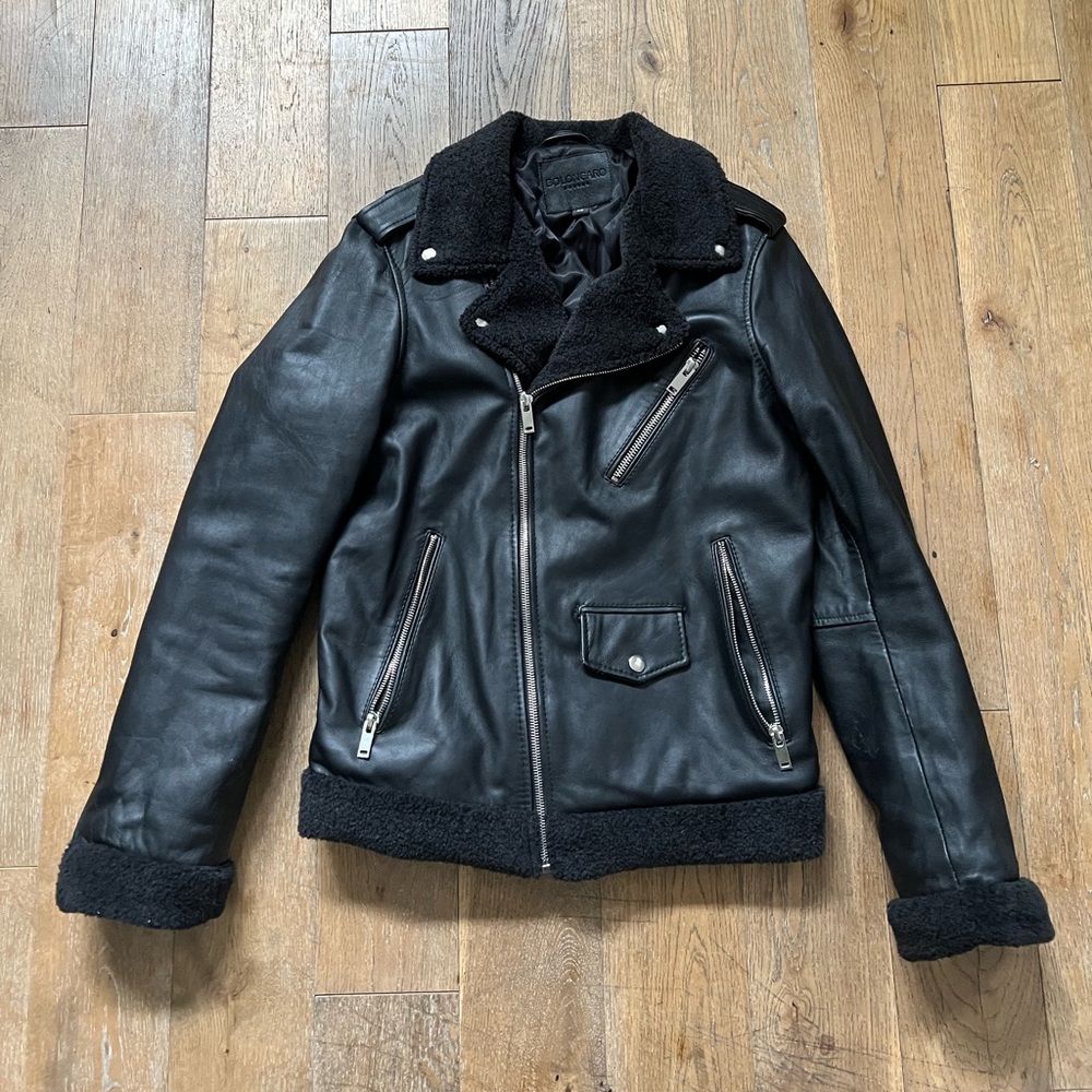 Winter Leather Motorcycle Jacket XS shearling